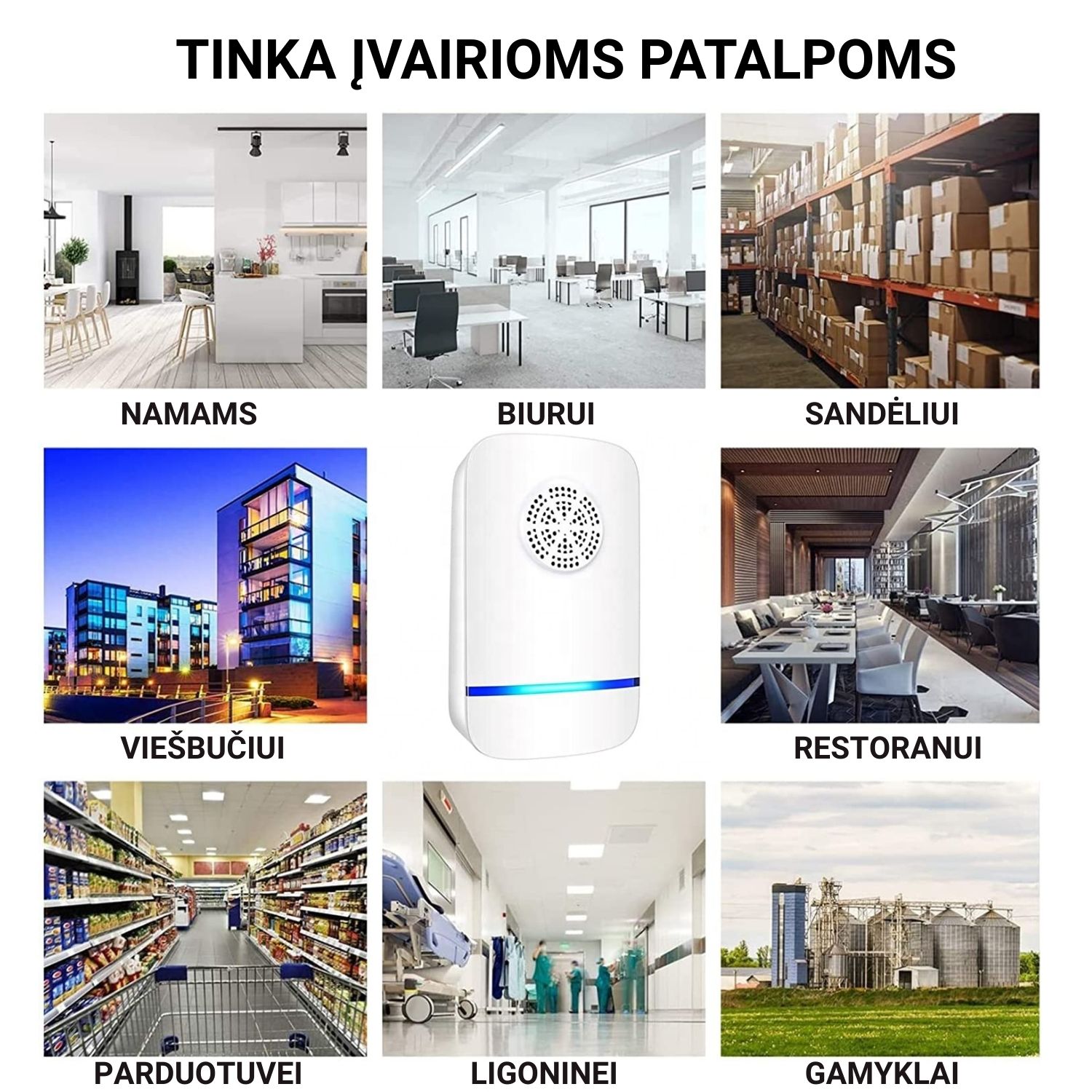 Repeleris nuo uodų, tarakonų ir pelių, tinka naudoti kambariuose ar biuruose